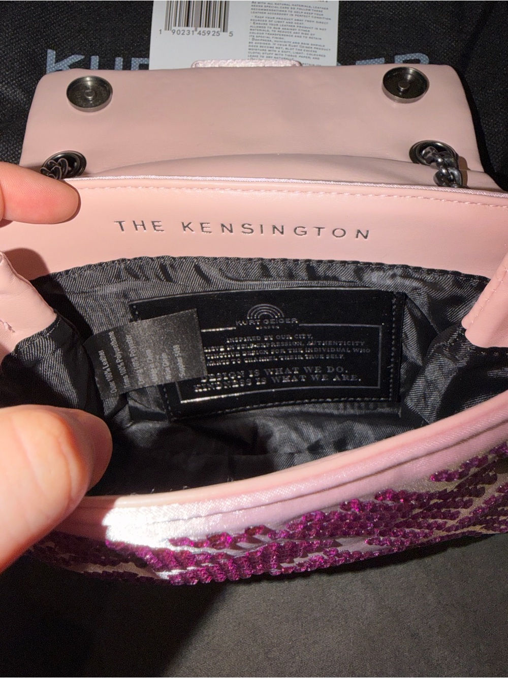 New Kurt Geiger Pink Crystal-Studded Shoulder Bag - Picture 3 of 7